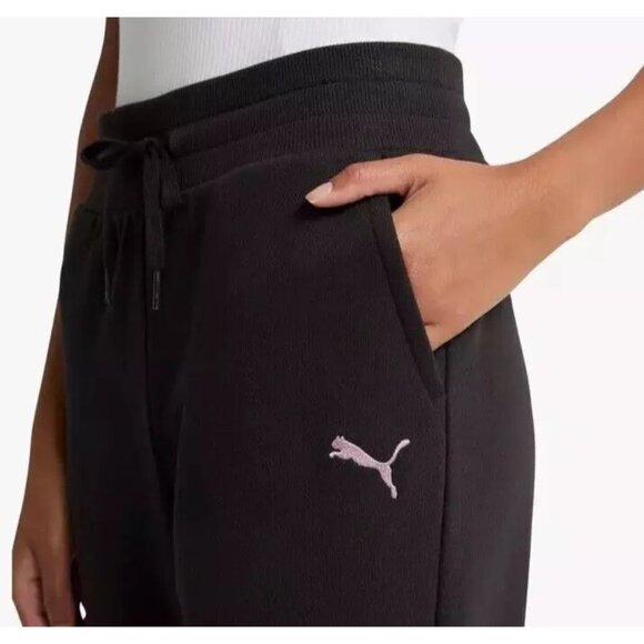 Puma Women L Sweatpants Fleece Lined Drawstring Elastic Waist Straight Leg Pants - Picture 3 of 3